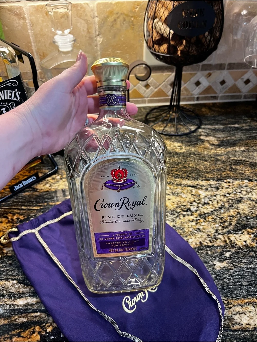 Crown Royal 1.75L Bottle & Purple Velvet Crown Royal Bag